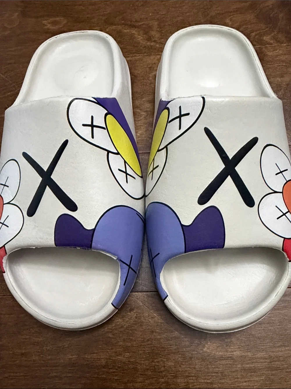 Cream Slide Sandals with KAWS Graphics